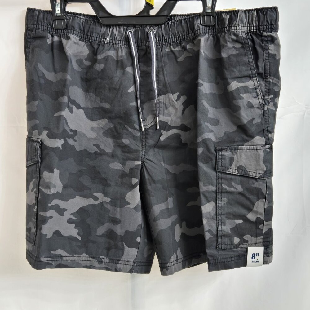 George Above Knee Stretch Pull On Shorts 9 Inch Inseam Elastic Mens Black Camo